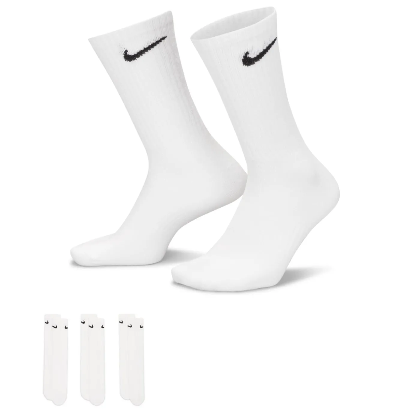 Nike Everyday Lightweight Crew Sportsokken 3-Pack Wit Zwart