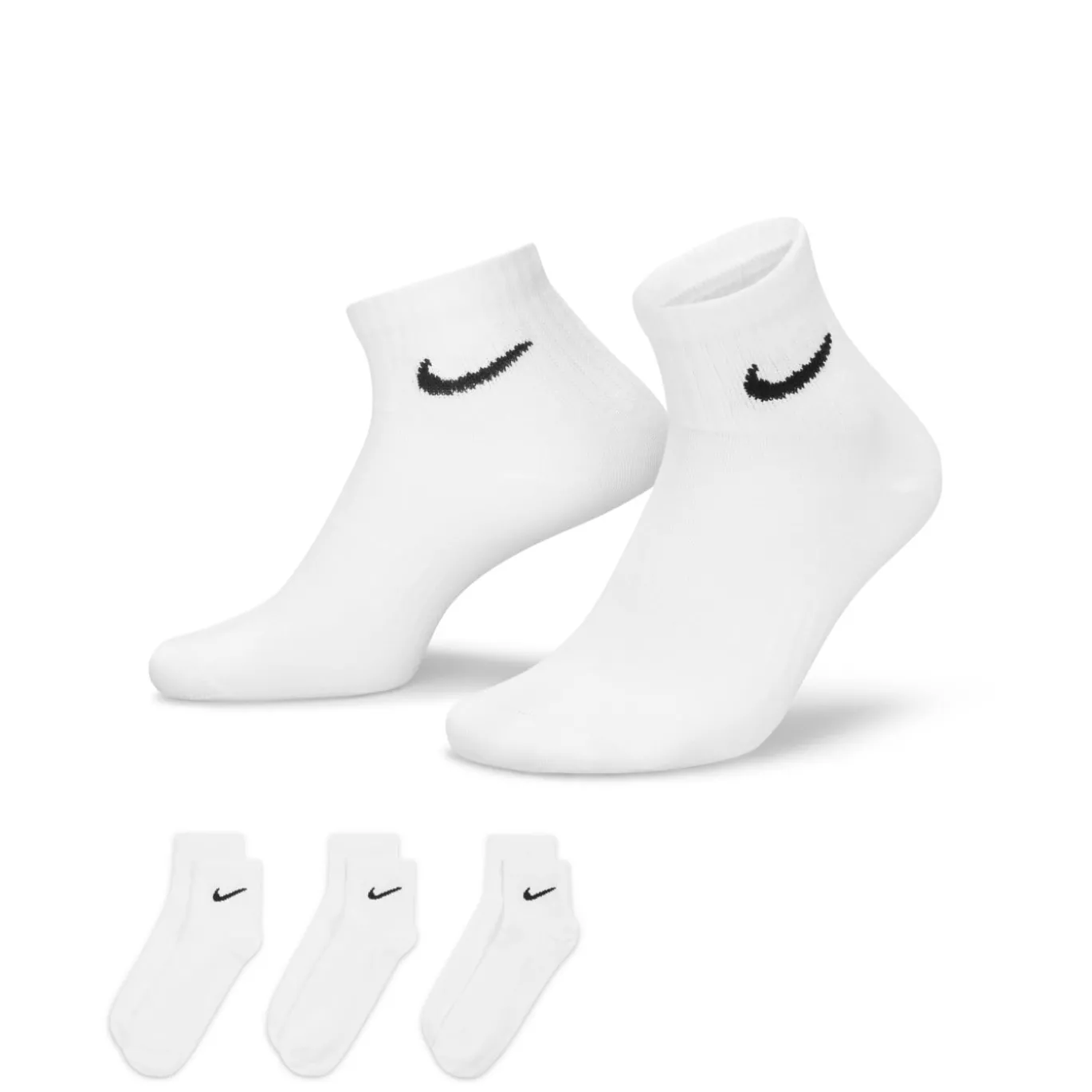 Nike Everyday Lightweight Enkelsokken 3-Pack Wit Zwart