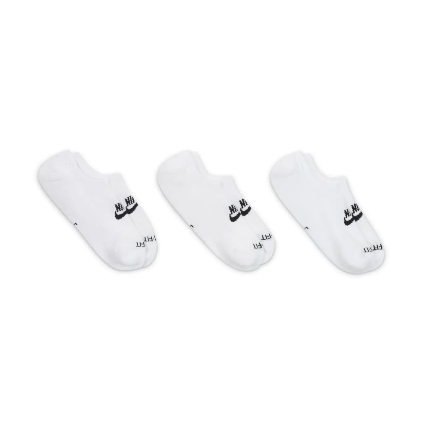 Nike Everyday Plus Cushioned No-Show Sokken 3-Pack Wit Zwart