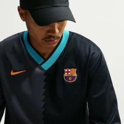 Nike FC Barcelona Energy Shirt Lange Mouwen 2026-2027 Zwart Donkergrijs Lichtblauw Goudgeel