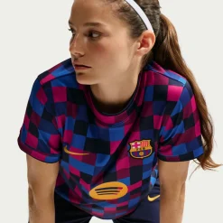Nike FC Barcelona Pre-Match Trainingsshirt 2026-2027 Dames Rood Donkerblauw Geel