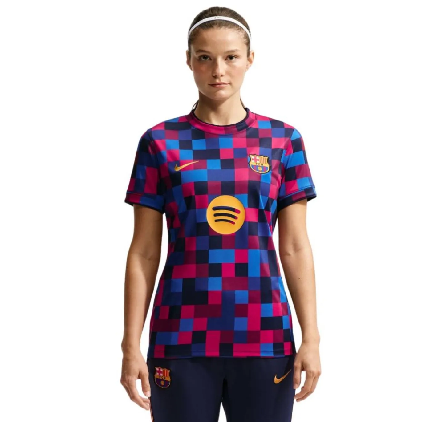 Nike FC Barcelona Pre-Match Trainingsshirt 2026-2027 Dames Rood Donkerblauw Geel