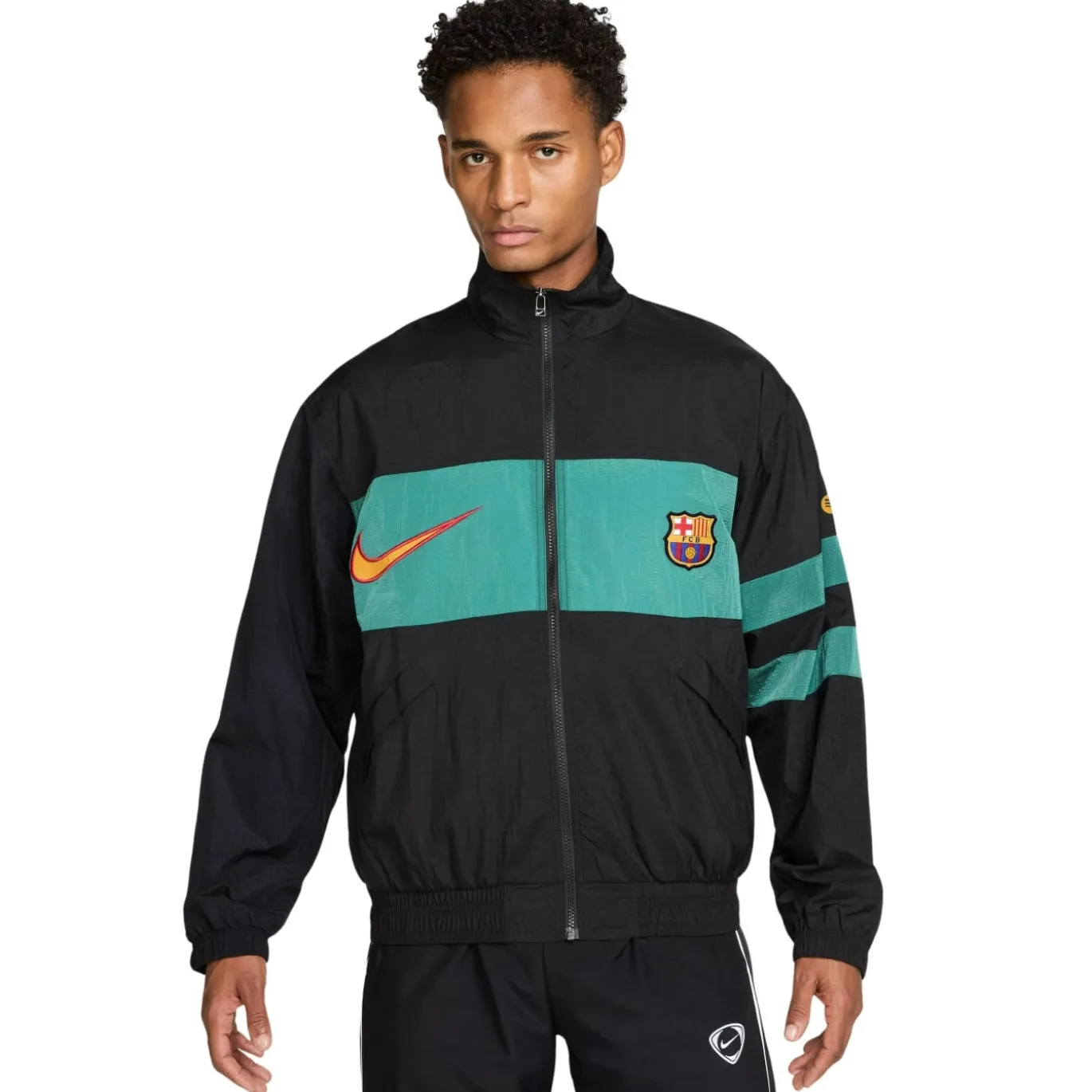 Nike FC Barcelona Repel Woven Trainingspak 1996 Zwart Lichtgroen Goudgeel