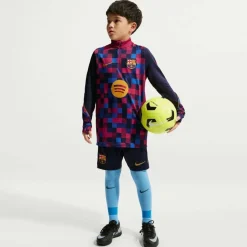 Nike FC Barcelona Strike Pre-Match Trainingstrui 1/4-Zip 2026-2027 Kids Rood Donkerblauw Geel