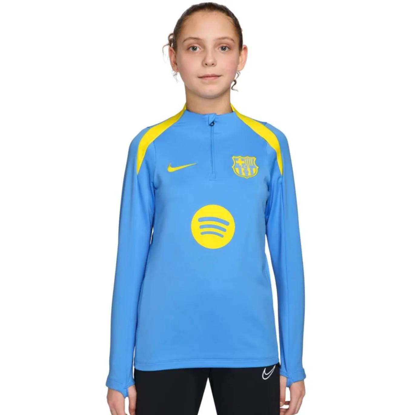 Nike FC Barcelona Strike Trainingstrui 1/4-Zip 2025-2026 Kids Lichtblauw Felgeel