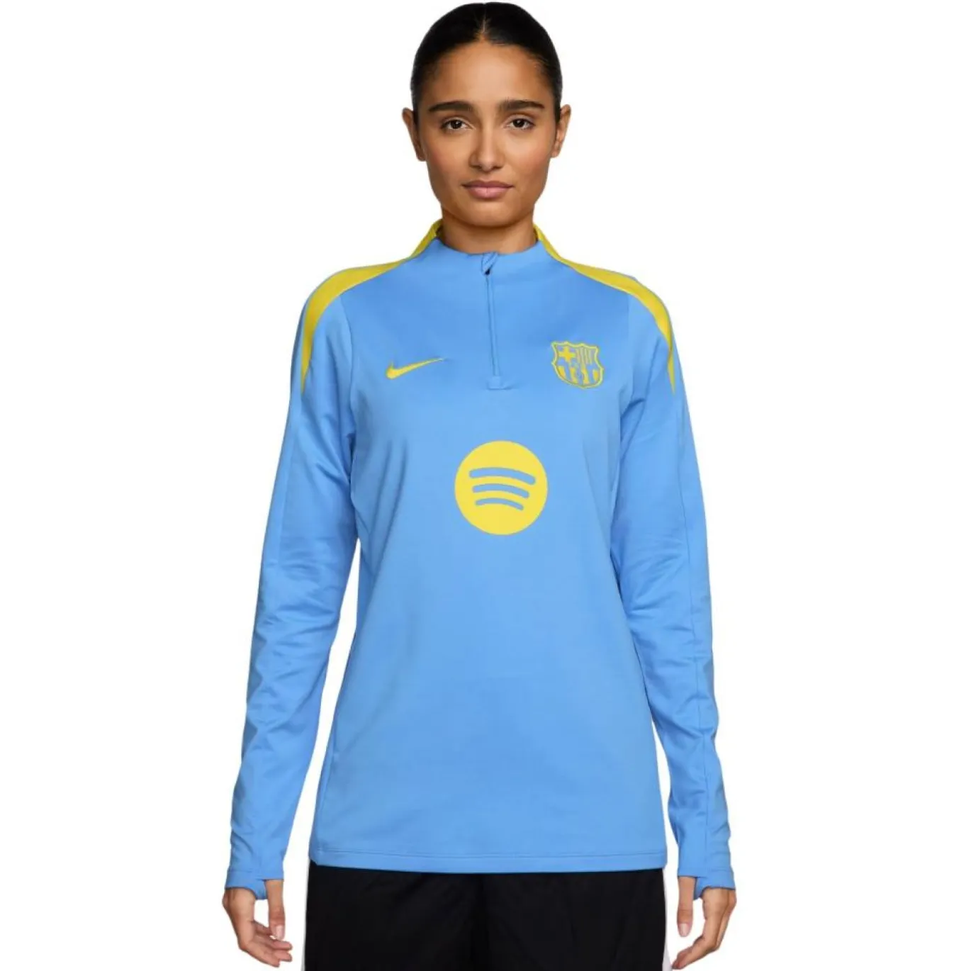Nike FC Barcelona Strike Trainingstrui 1/4-Zip 2025-2026 Dames Lichtblauw Felgeel