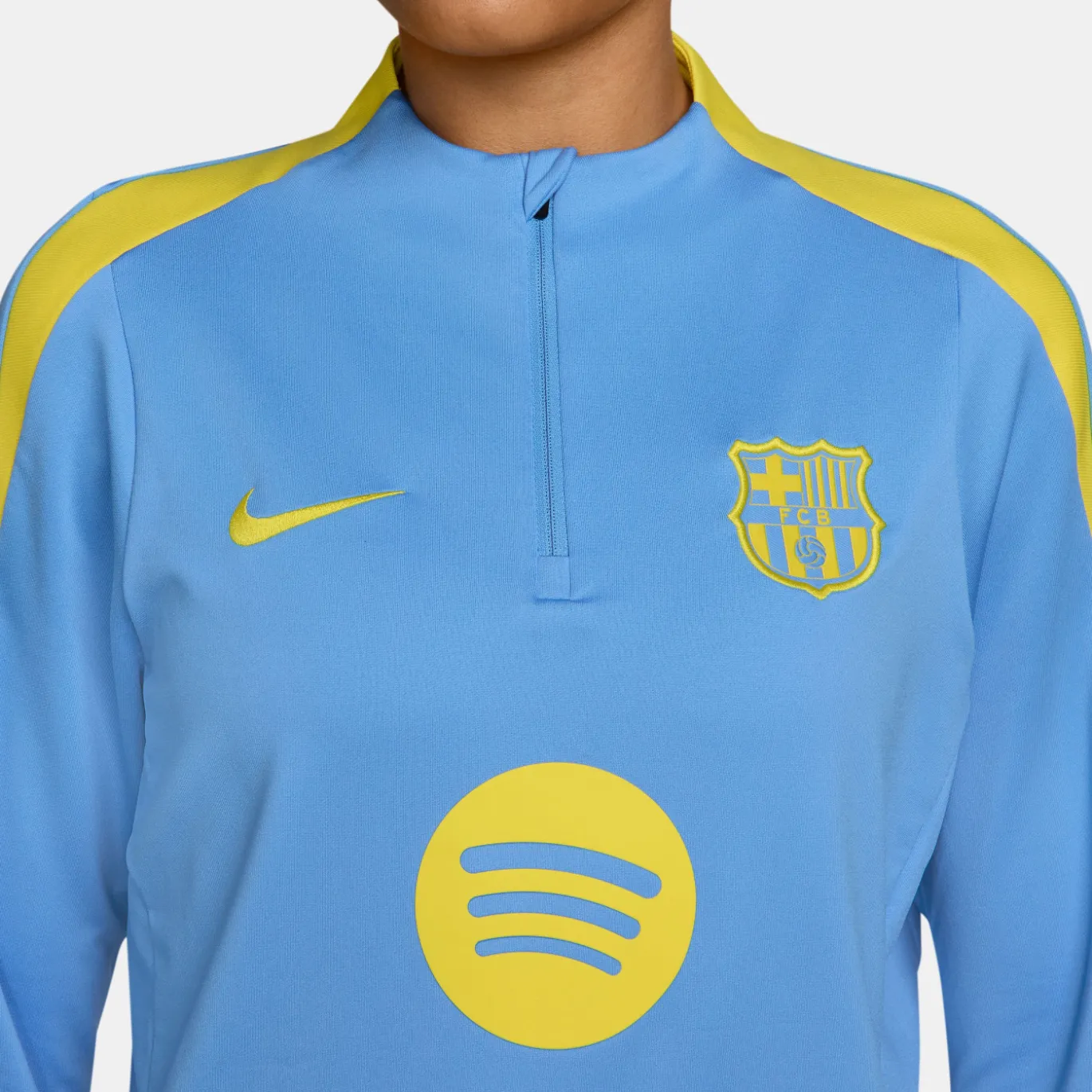 Nike FC Barcelona Strike Trainingstrui 1/4-Zip 2025-2026 Dames Lichtblauw Felgeel