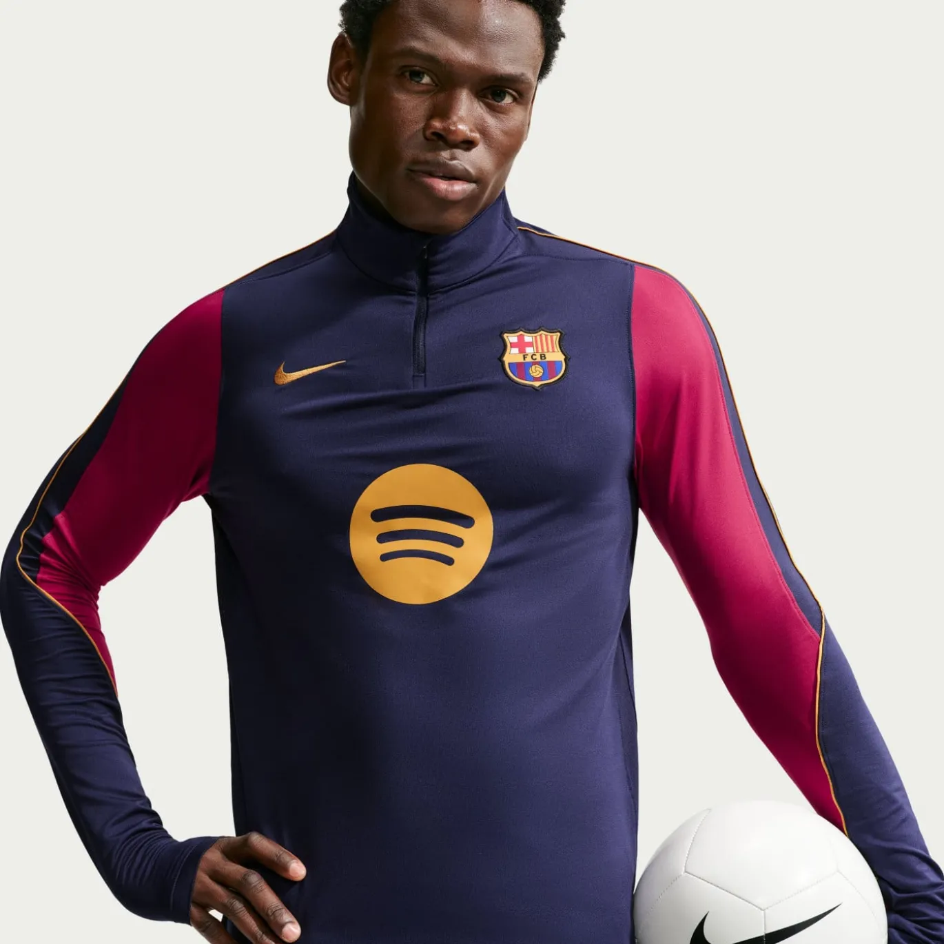 Nike FC Barcelona Strike Trainingstrui 1/4-Zip 2026-2027 Donkerblauw Rood Geel