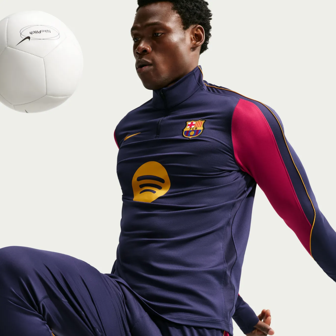 Nike FC Barcelona Strike Trainingstrui 1/4-Zip 2026-2027 Donkerblauw Rood Geel