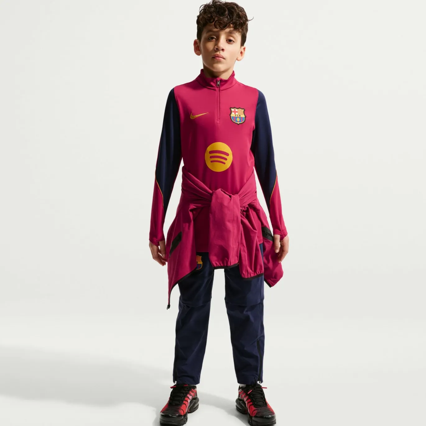 Nike FC Barcelona Strike Trainingstrui 1/4-Zip 2026-2027 Kids Rood Donkerblauw Geel