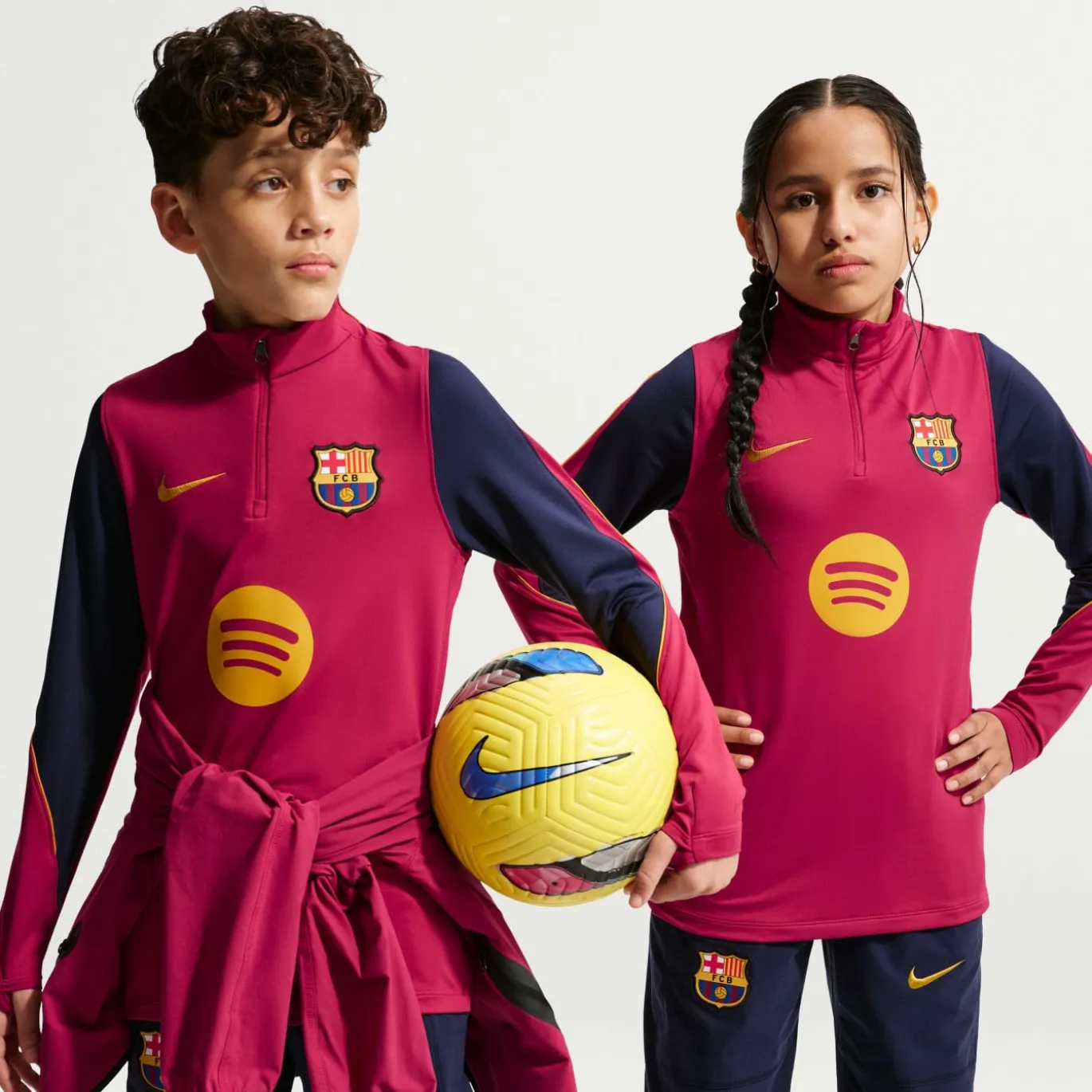 Nike FC Barcelona Strike Trainingstrui 1/4-Zip 2026-2027 Kids Rood Donkerblauw Geel