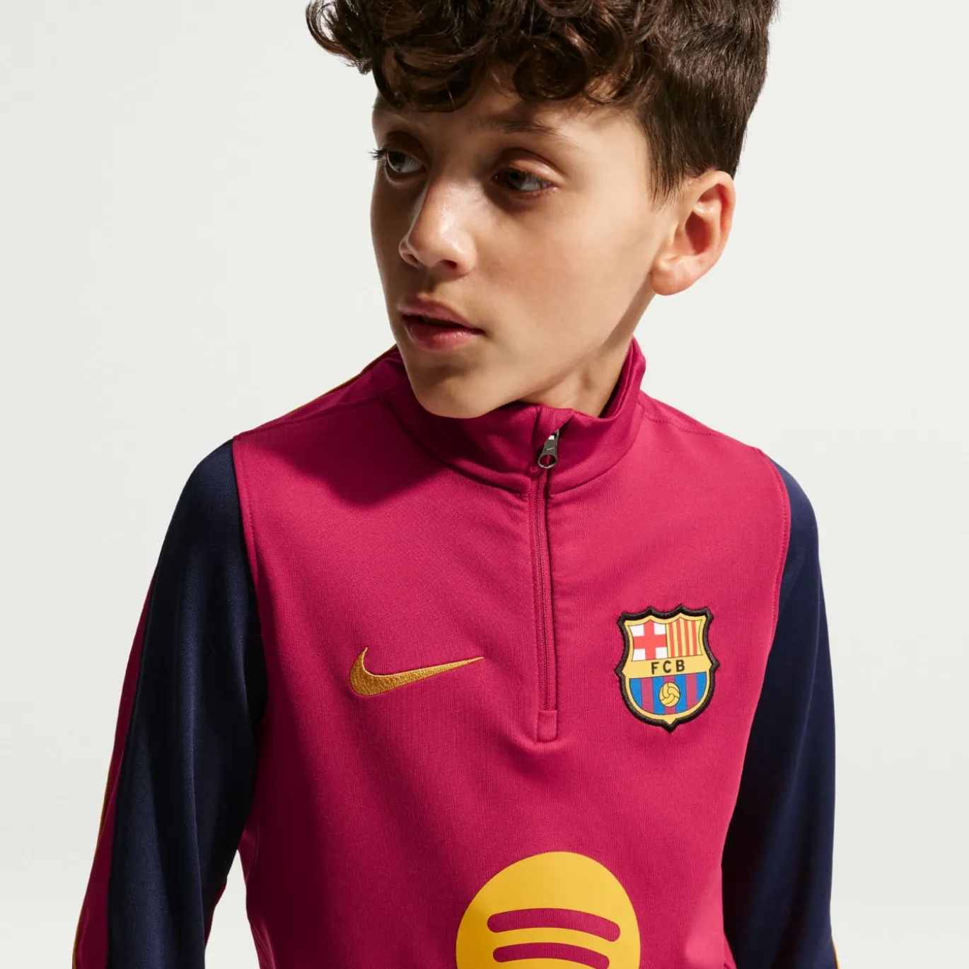 Nike FC Barcelona Strike Trainingstrui 1/4-Zip 2026-2027 Kids Rood Donkerblauw Geel