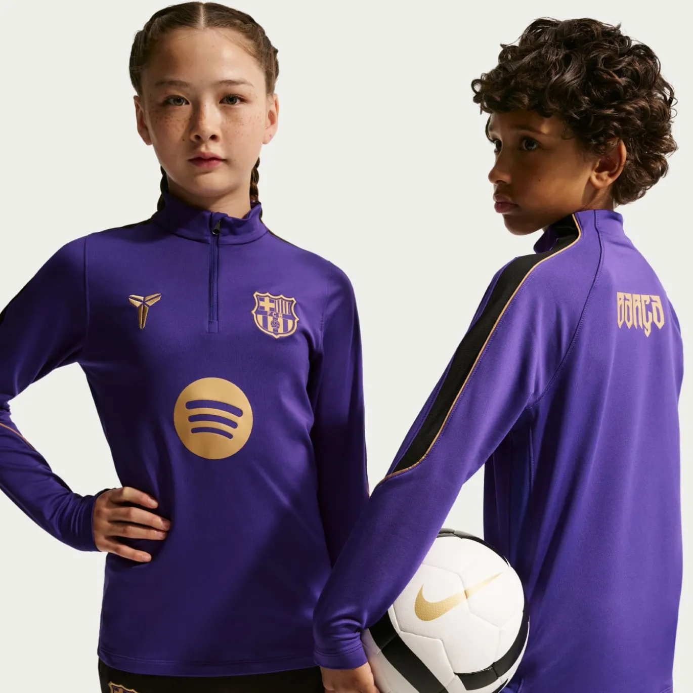 Nike FC Barcelona Strike Trainingstrui 1/4-Zip 2026-2027 Kids Paars Zwart Goud