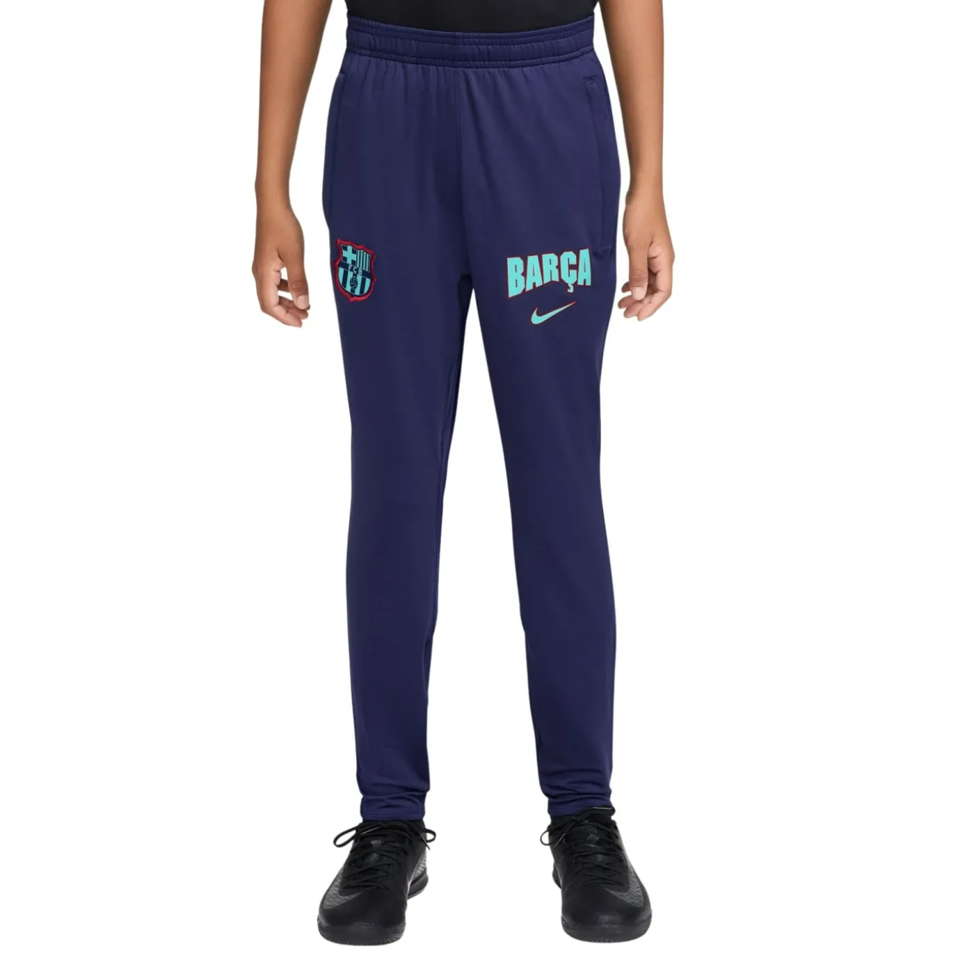 Nike FC Barcelona Strike Trainingsbroek 2026-2027 Kids Donkerblauw Lichtgroen