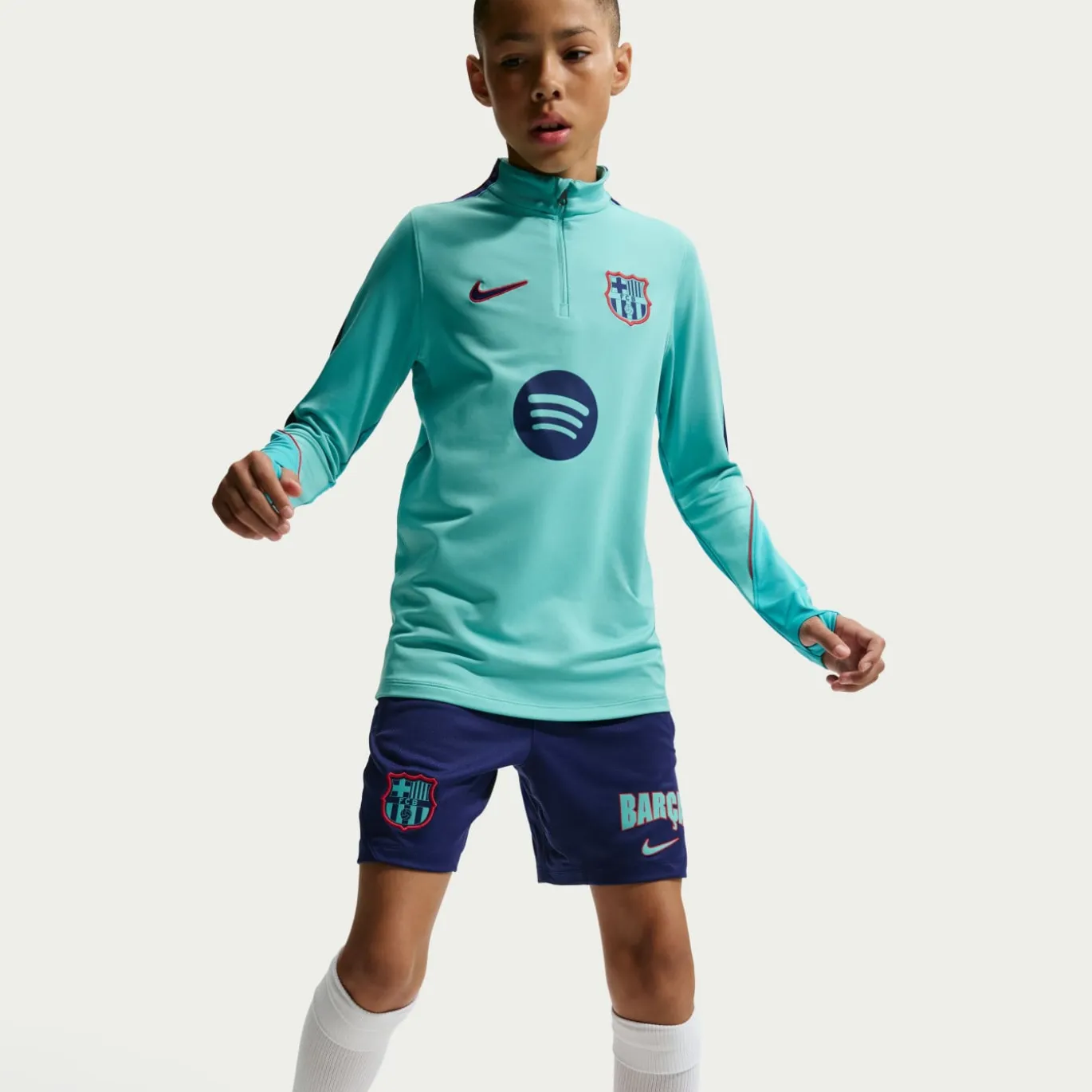 Nike FC Barcelona Strike Trainingsbroekje 2026-2027 Kids Donkerblauw Lichtgroen