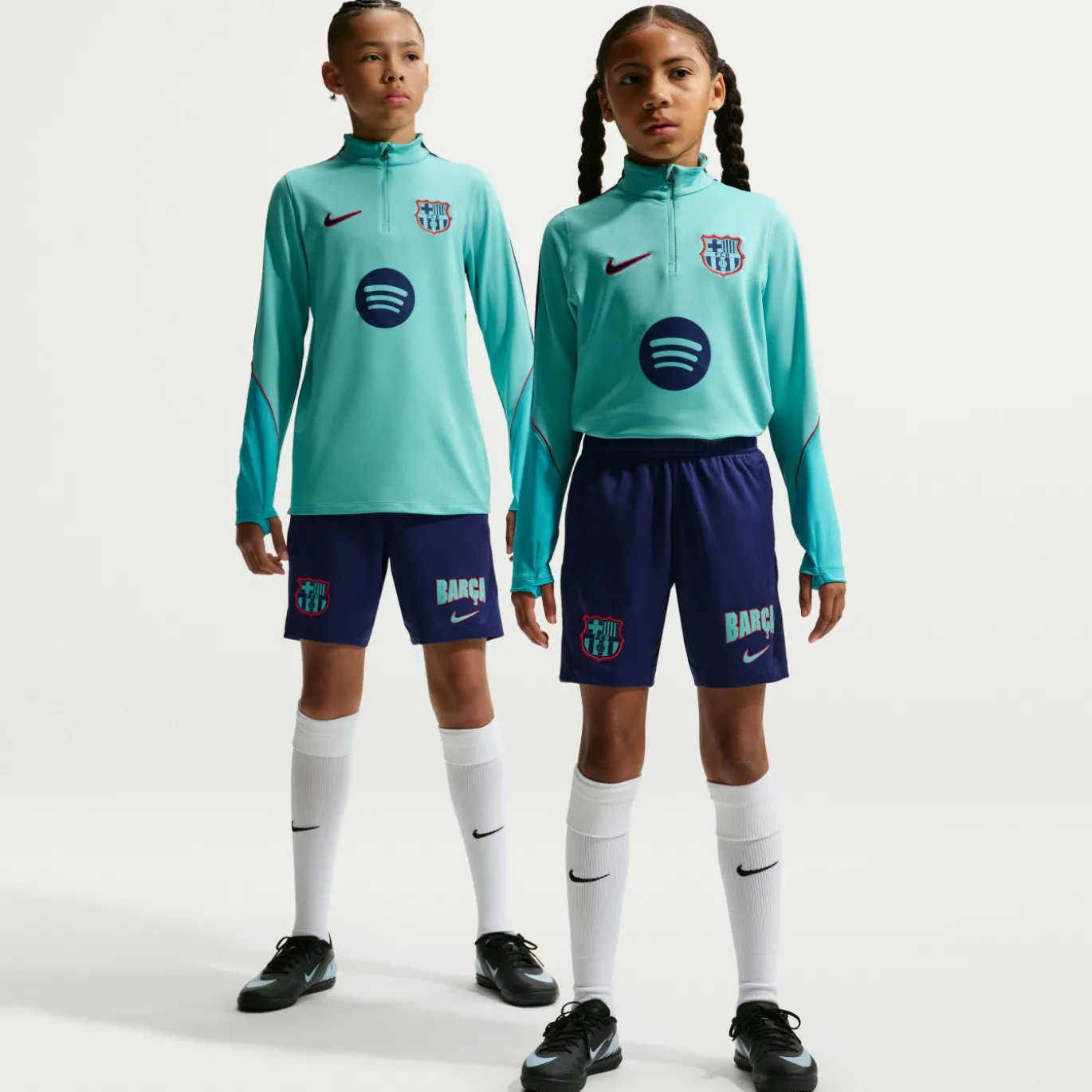 Nike FC Barcelona Strike Trainingsbroekje 2026-2027 Kids Donkerblauw Lichtgroen