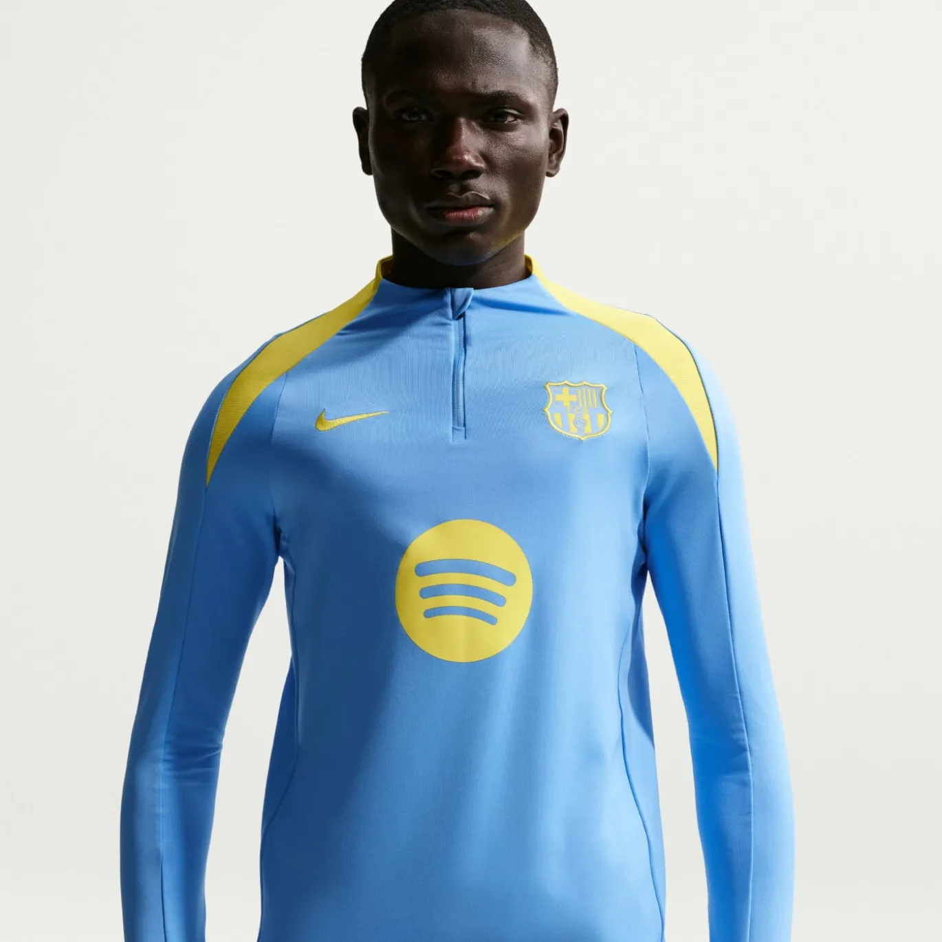 Nike FC Barcelona Strike Trainingspak 1/4-Zip 2025-2026 Lichtblauw Donkerblauw Felgeel