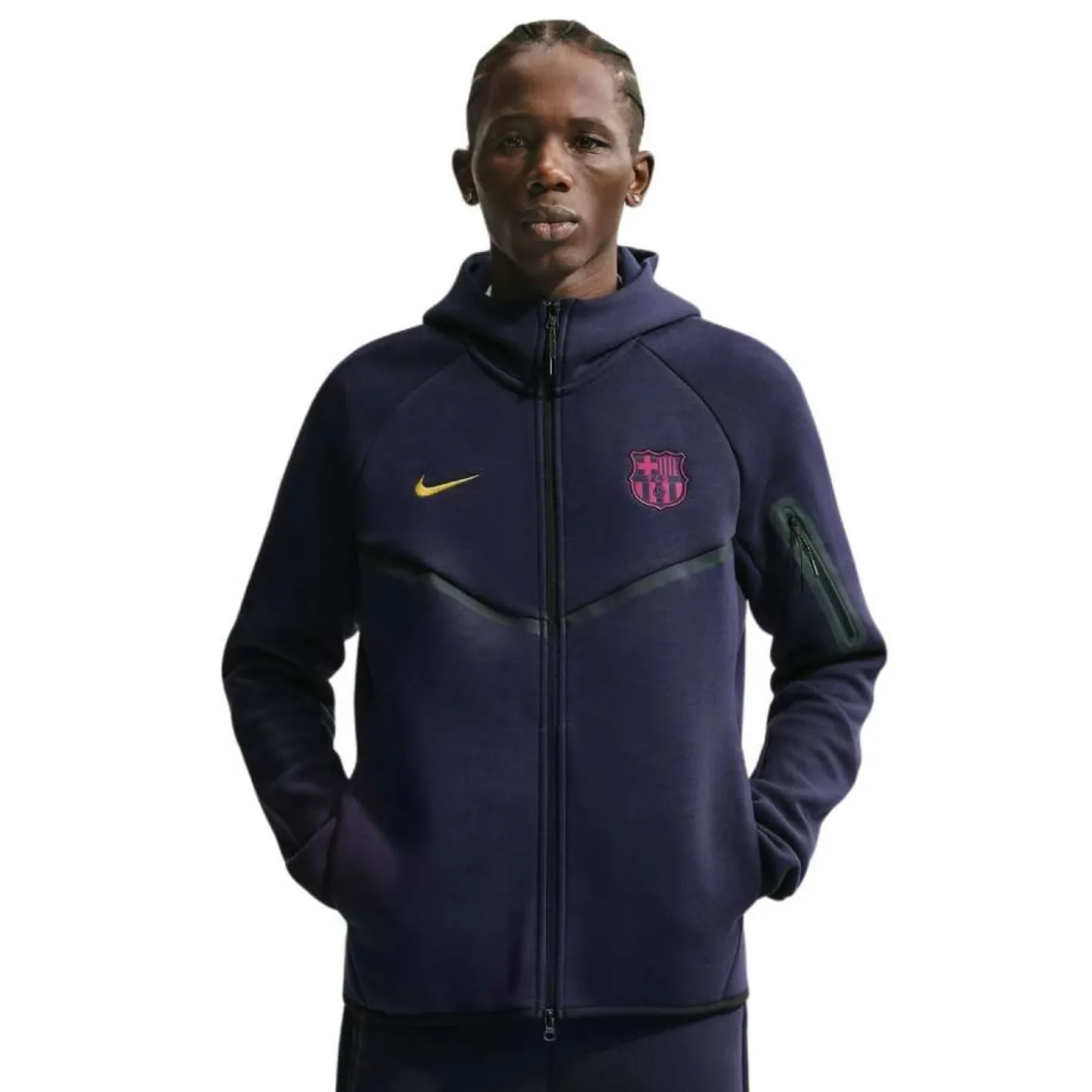 Nike FC Barcelona Tech Fleece Vest 2026-2027 Donkerblauw Zwart Geel Roze