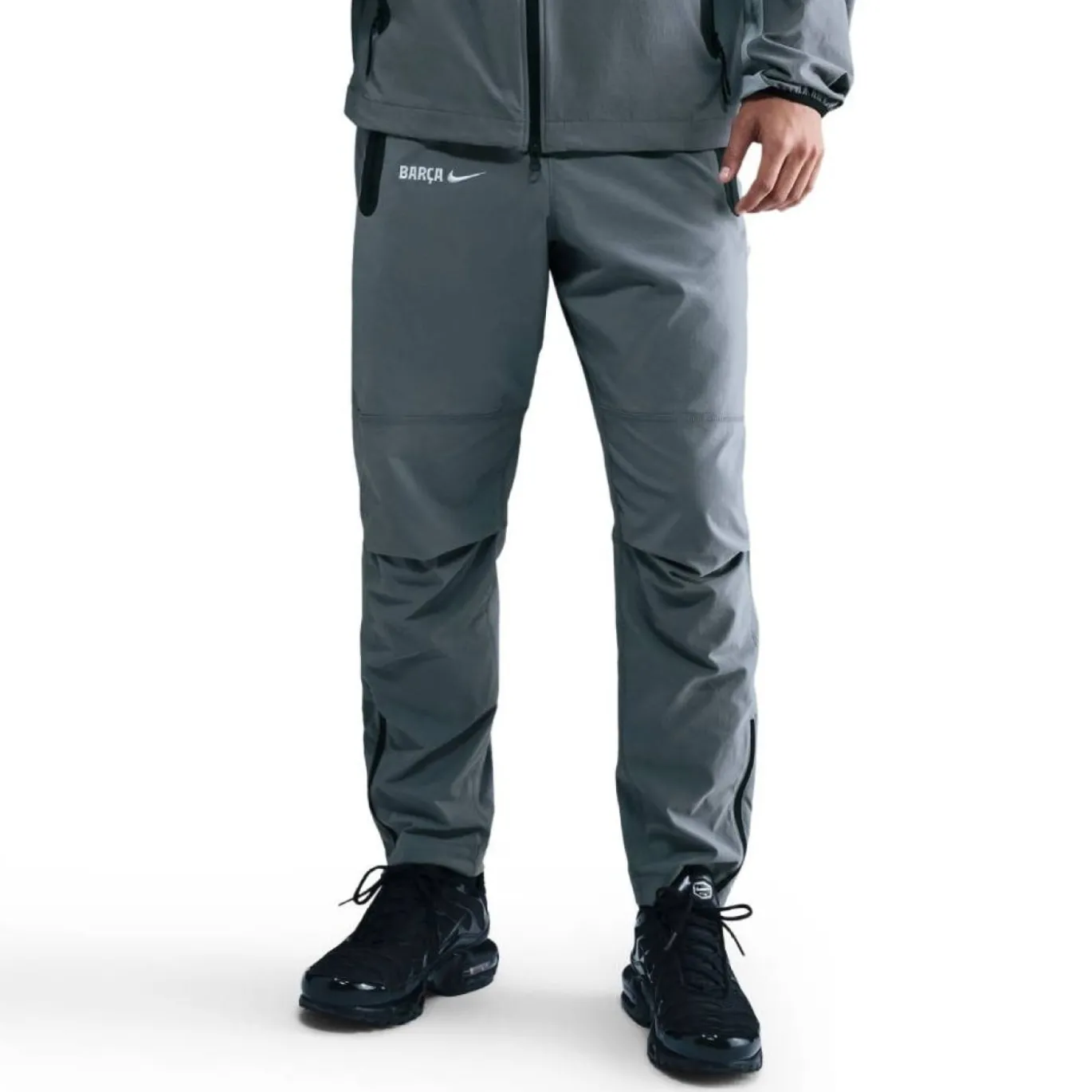 Nike FC Barcelona Tech Woven Trainingsbroek 2025-2026 Donkergrijs Zwart