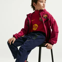 Nike FC Barcelona Tech Woven Trainingspak Hooded Full-Zip 2026-2027 Kids Rood Donkerblauw Geel