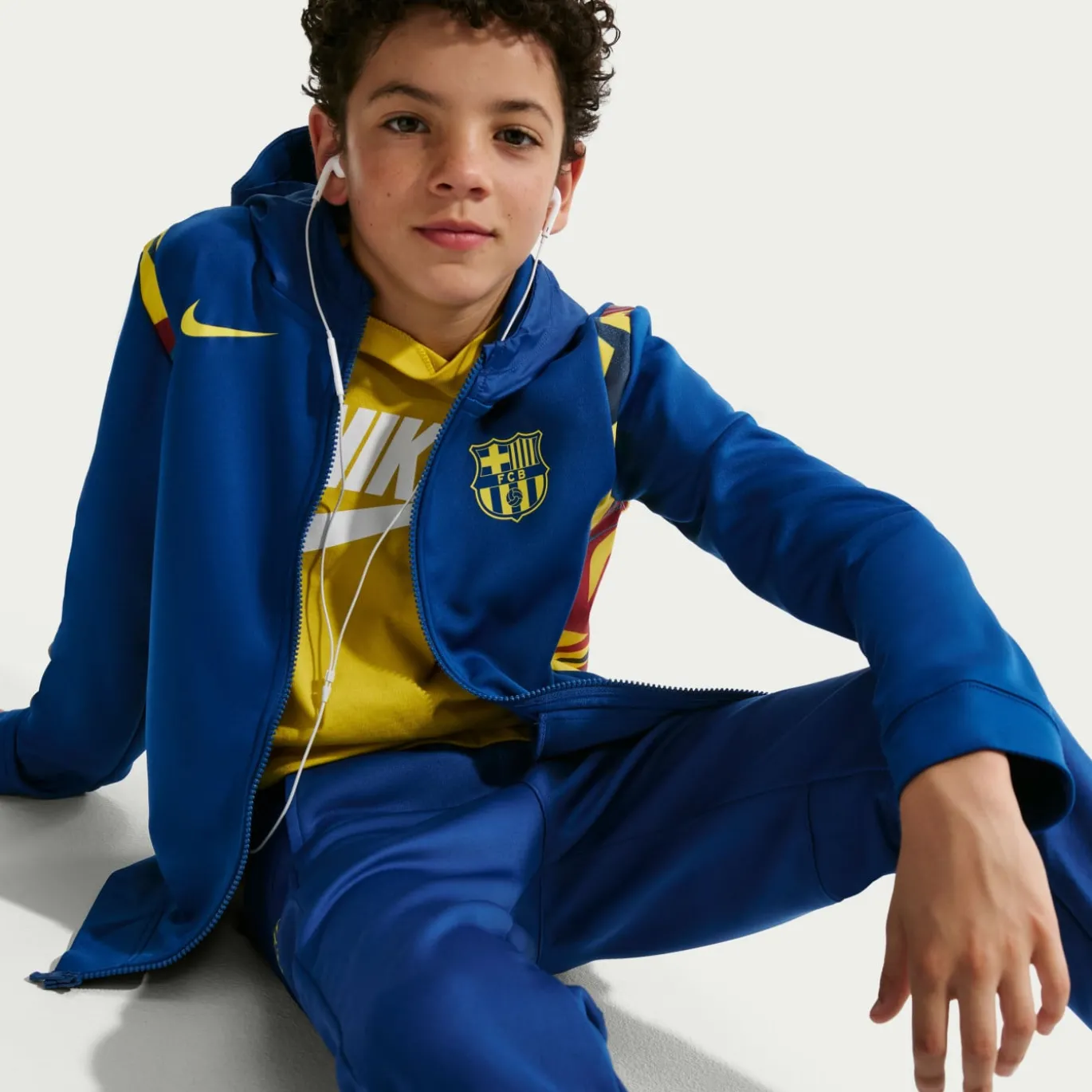 Nike FC Barcelona Trainingspak 2025-2026 Kids Donkerblauw Geel Rood