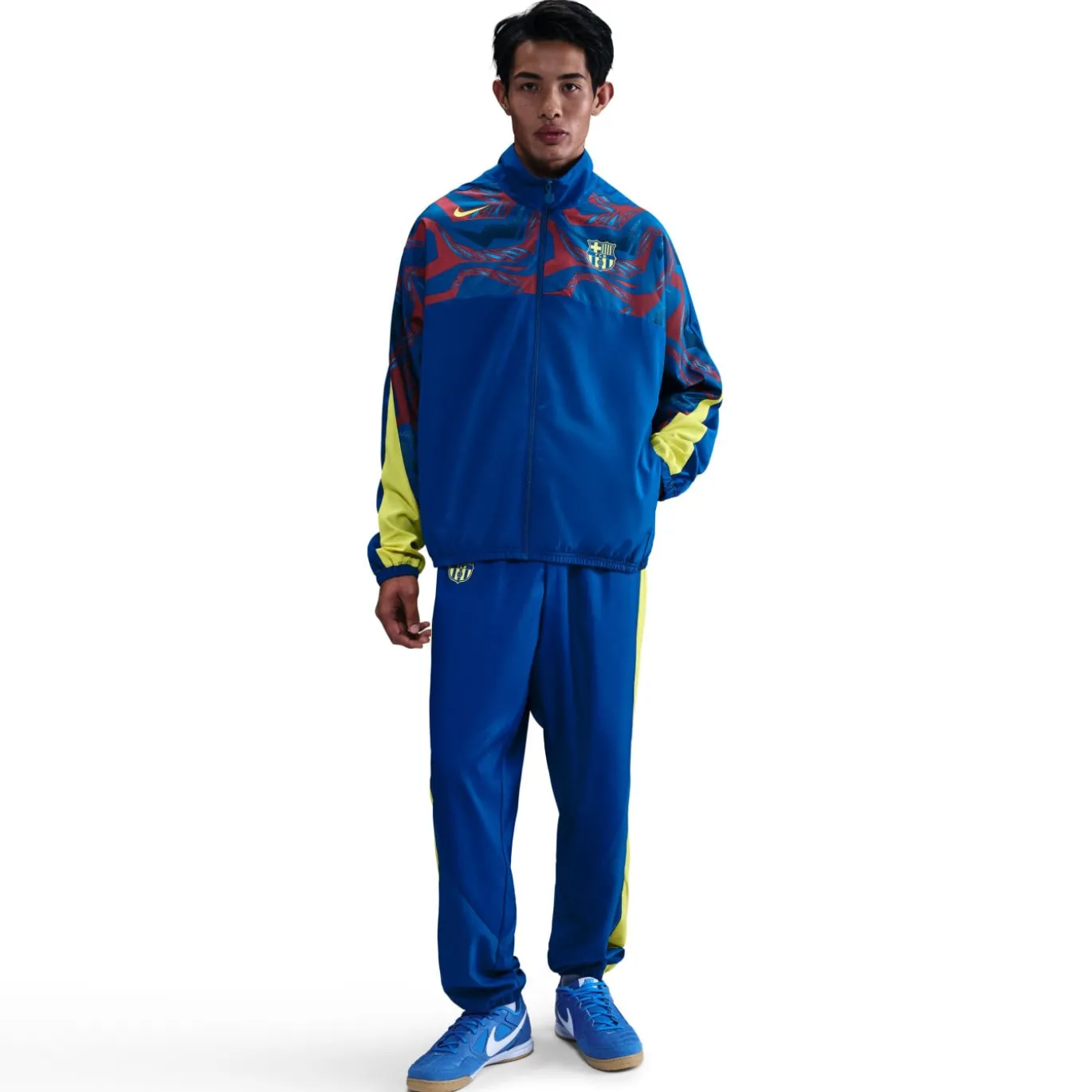 Nike FC Barcelona Woven Trainingspak Full-Zip 2025-2026 Donkerblauw Geel Rood