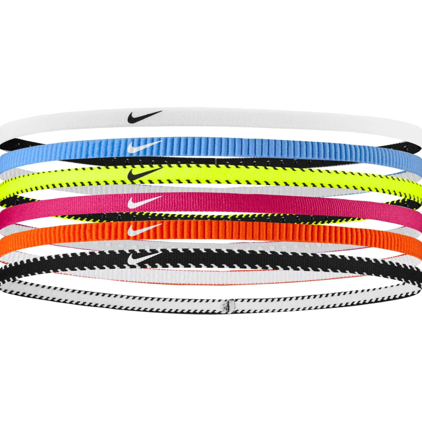 Nike Flex Classic Slim Haarbanden 6-Pack Neongeel Roze Wit