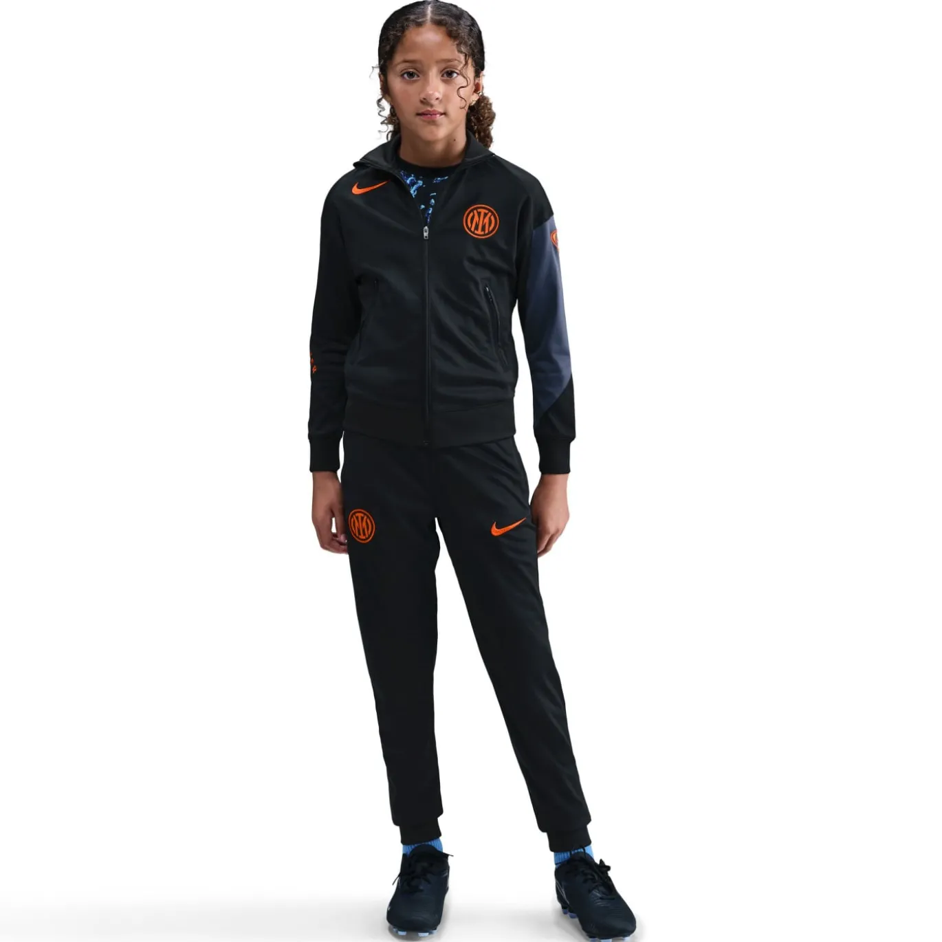 Nike Inter Milan Strike Trainingspak Full-Zip 2025-2026 Kids Zwart Donkerblauw Oranje