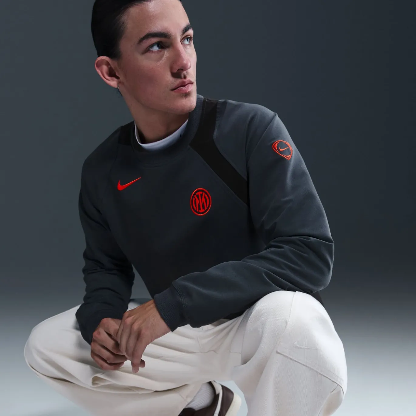 Nike Inter Milan Total 90 Trainingstrui 2025-2026 Donkerblauw Oranjeroze