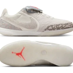 Nike Jordan Tiempo Streetgato SE Straatvoetbalschoenen Beige Zilver Felrood