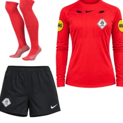 Nike KNVB Scheidsrechterstenue 2026-2028 Lange Mouwen Dames Felrood Zwart