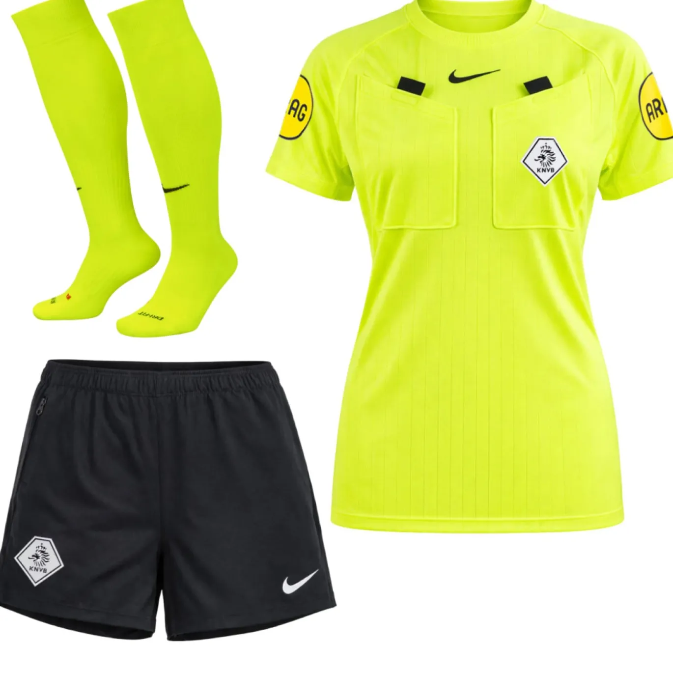 Nike KNVB Scheidsrechterstenue 2026-2028 Dames Neon Geel Zwart