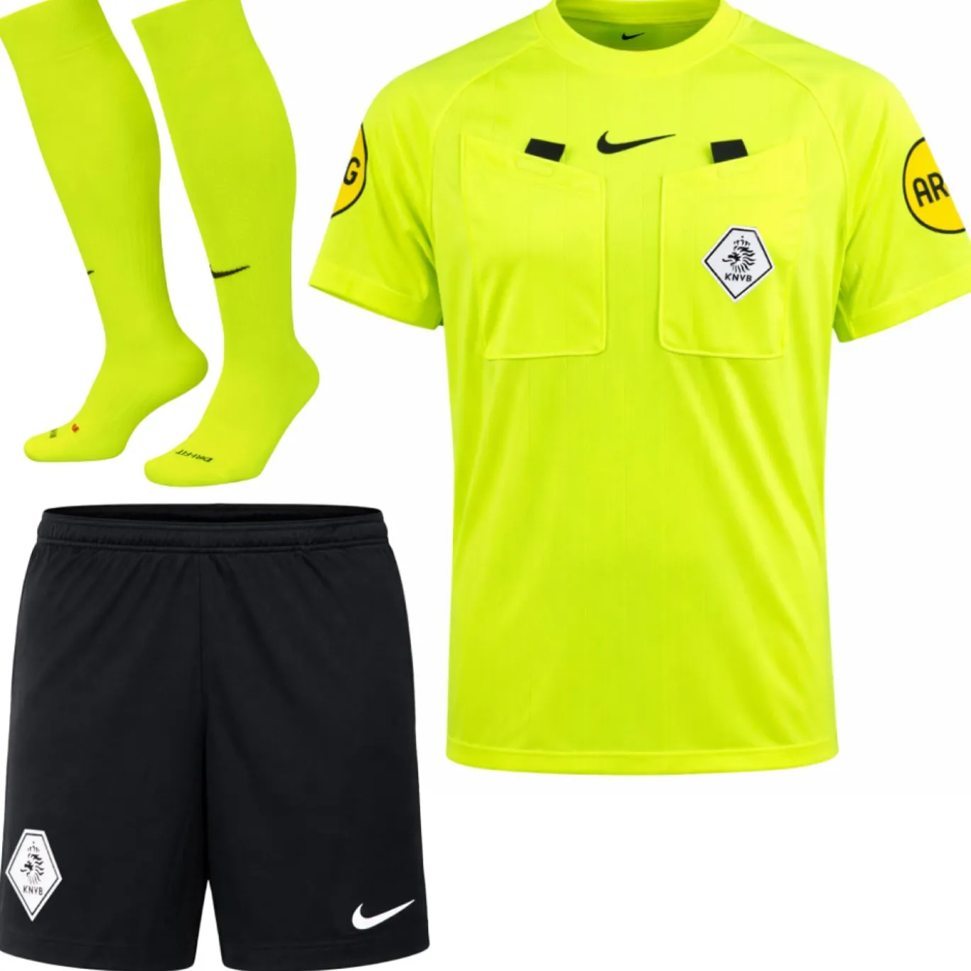 Nike KNVB Scheidsrechterstenue 2026-2028 Neon Geel Zwart