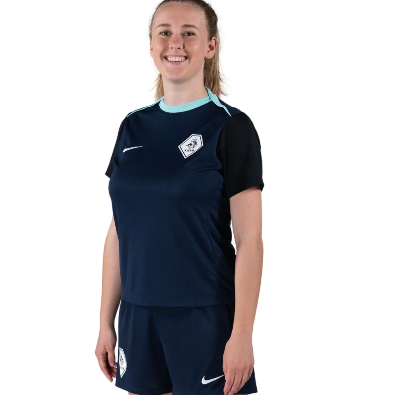 Nike KNVB Scheidsrechters Trainingsshirt 2024-2026 Dames Donkerblauw Turquoise