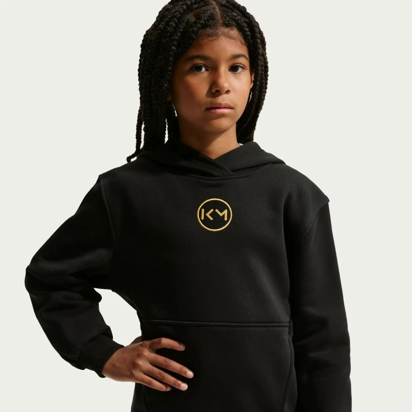 Nike Kylian Mbappé Club Fleece Trainingspak Hooded Kids Zwart Goud