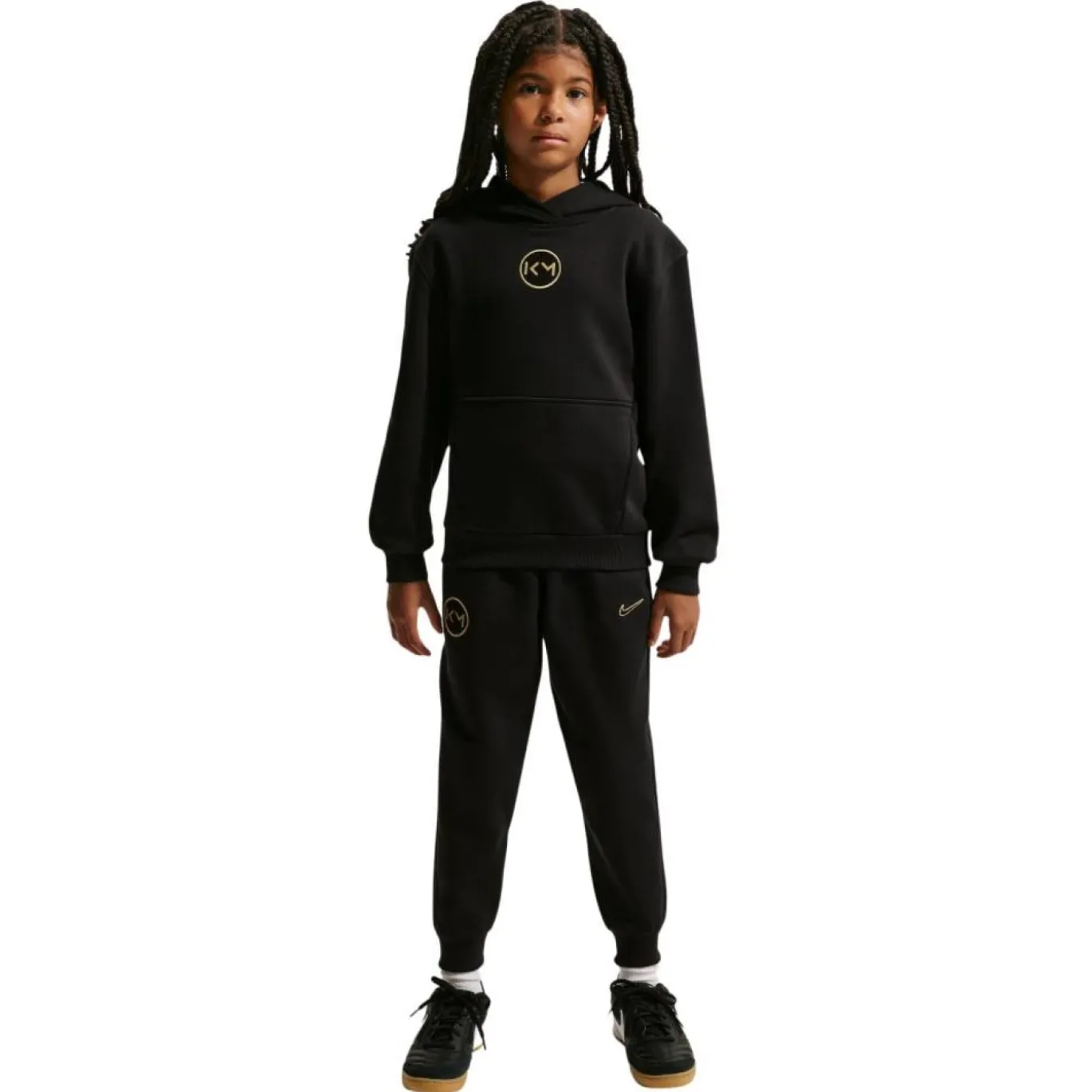 Nike Kylian Mbappé Club Fleece Trainingspak Hooded Kids Zwart Goud
