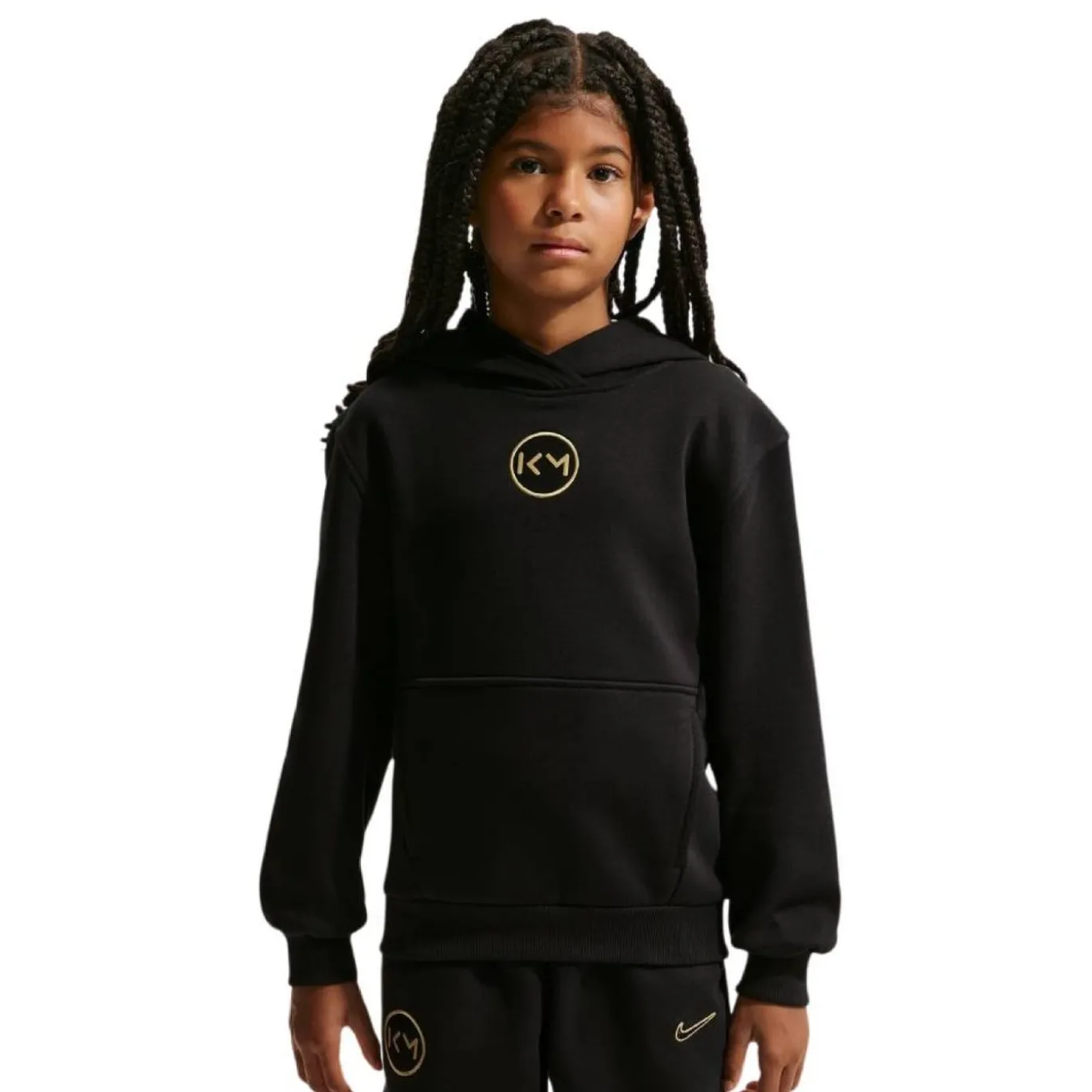 Nike Kylian Mbappé Club Fleece Trainingspak Hooded Kids Zwart Goud