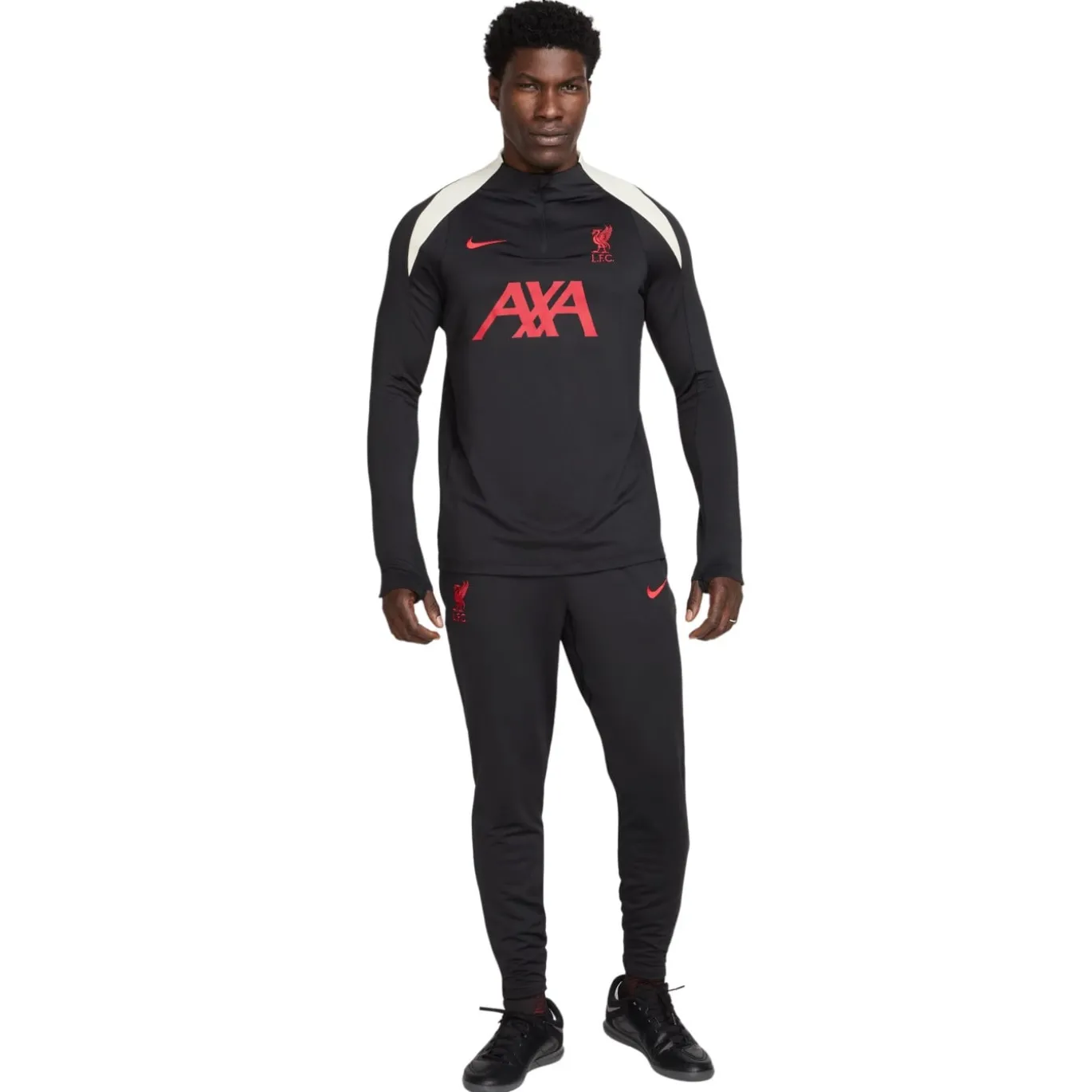 Nike Liverpool Strike Trainingspak 1/4-Zip 2024-2025 Zwart Rood Gebroken Wit