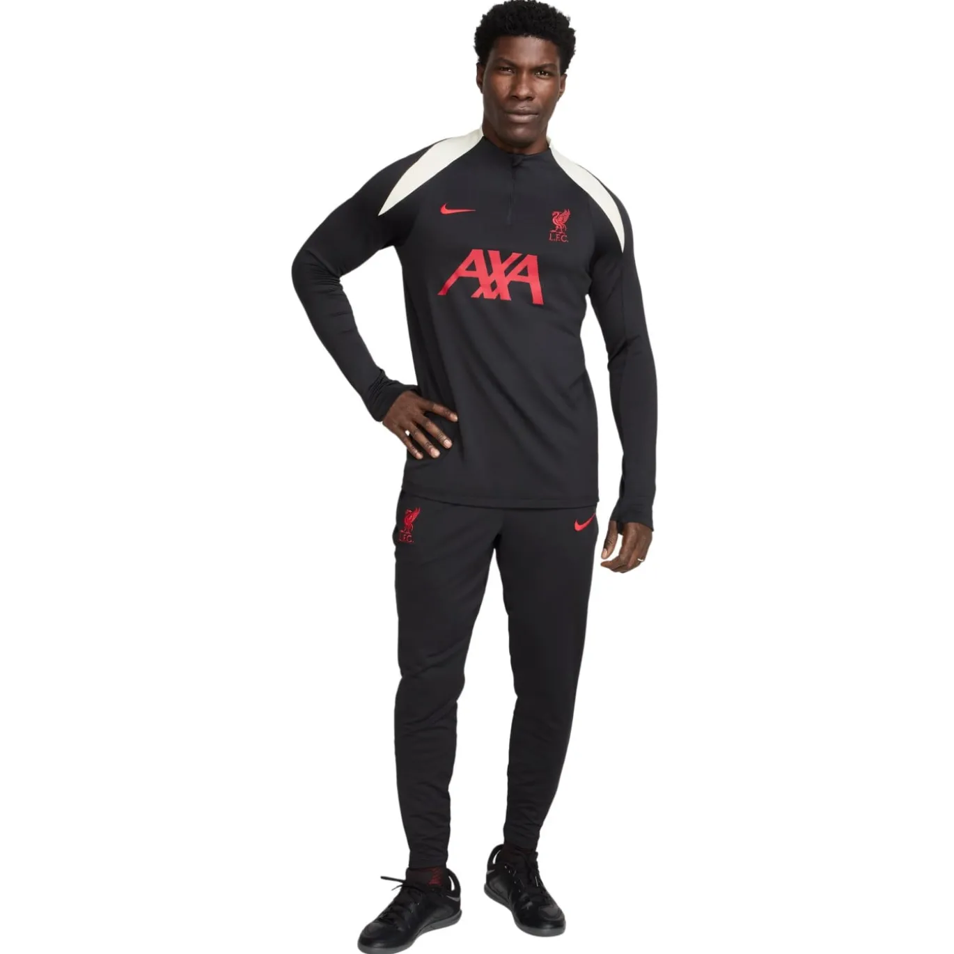 Nike Liverpool Strike Trainingspak 1/4-Zip 2024-2025 Zwart Rood Gebroken Wit
