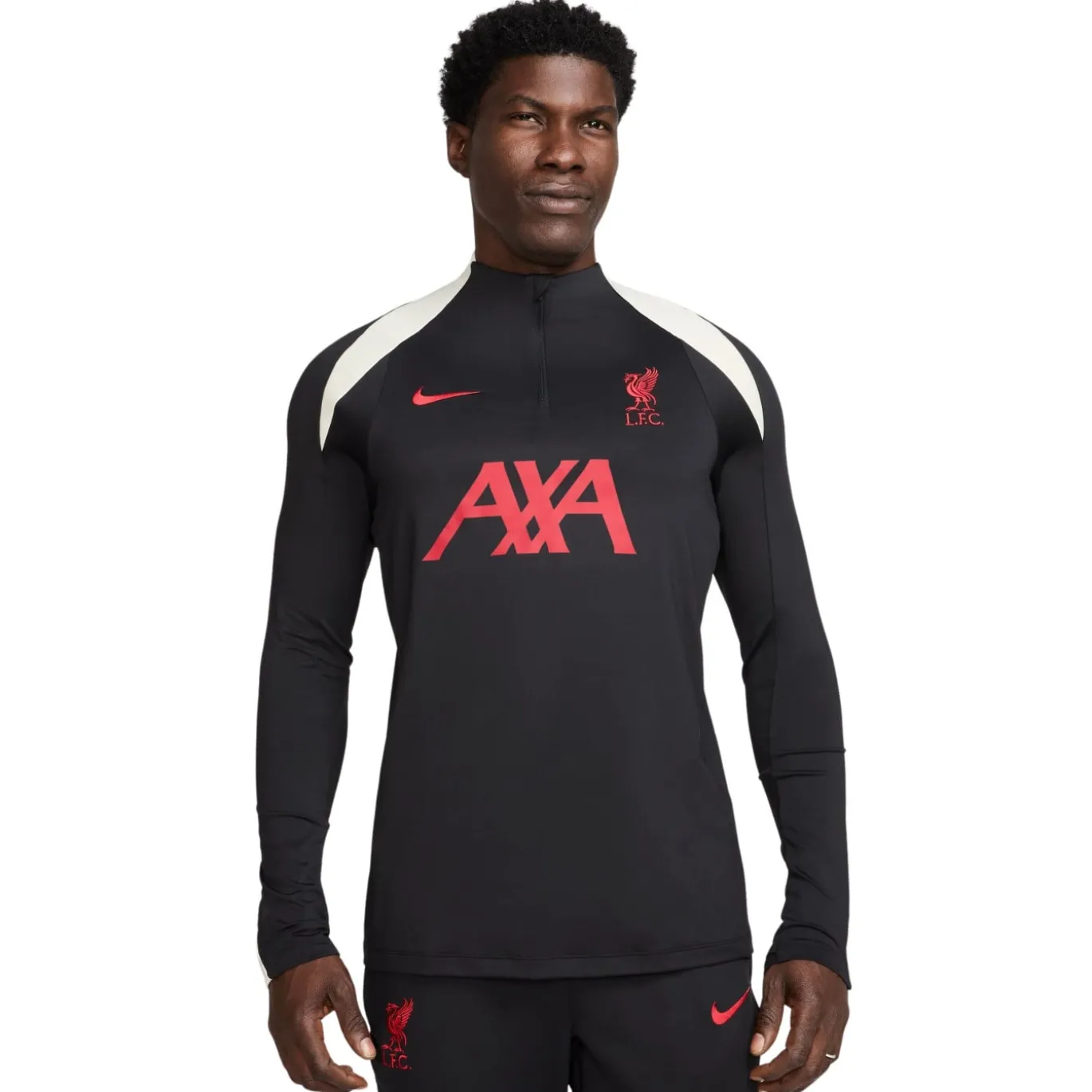 Nike Liverpool Strike Trainingstrui 1/4-Zip 2024-2025 Zwart Rood Gebroken Wit
