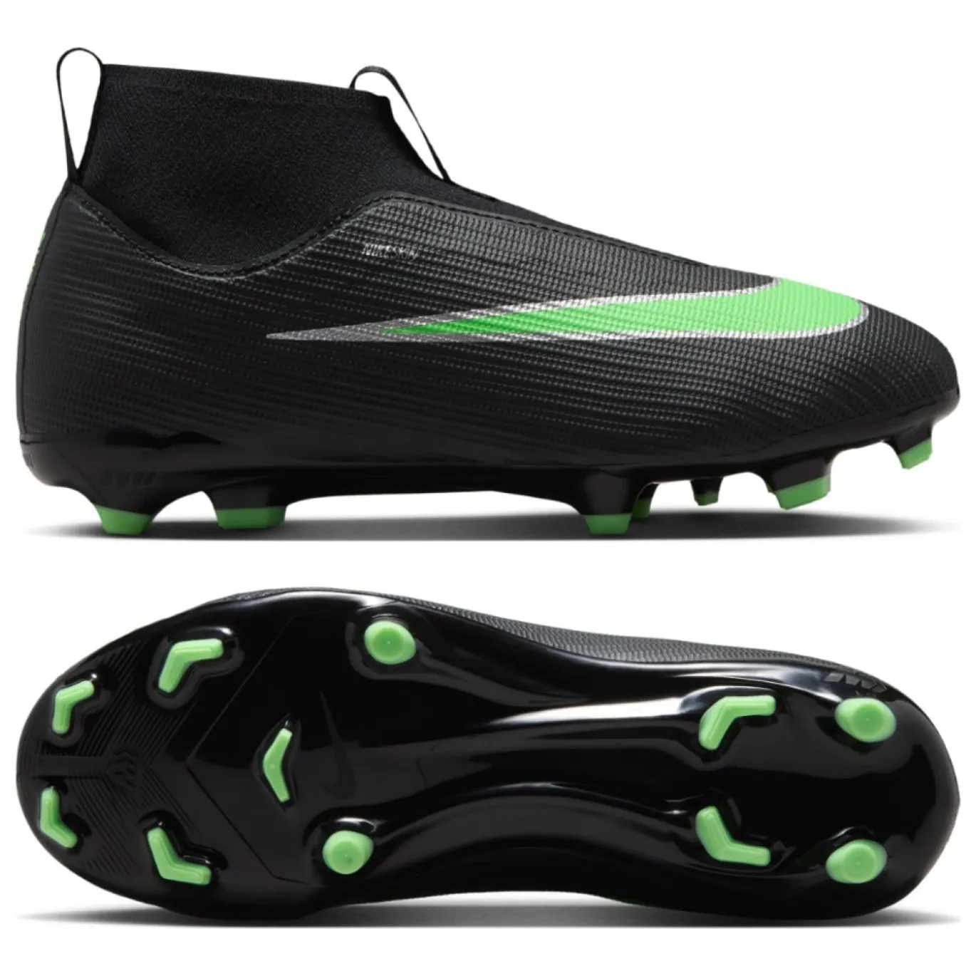 Nike Mercurial Superfly 11 Academy Gras / Kunstgras Voetbalschoenen (MG) Kids Zwart Felgroen Zilvergrijs
