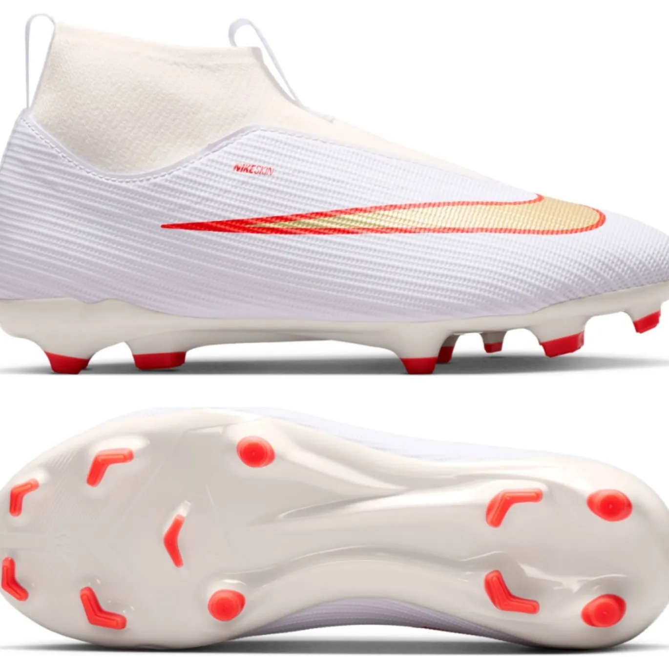 Nike Mercurial Superfly 11 Academy Gras / Kunstgras Voetbalschoenen (MG) Kids Wit Felrood Goud