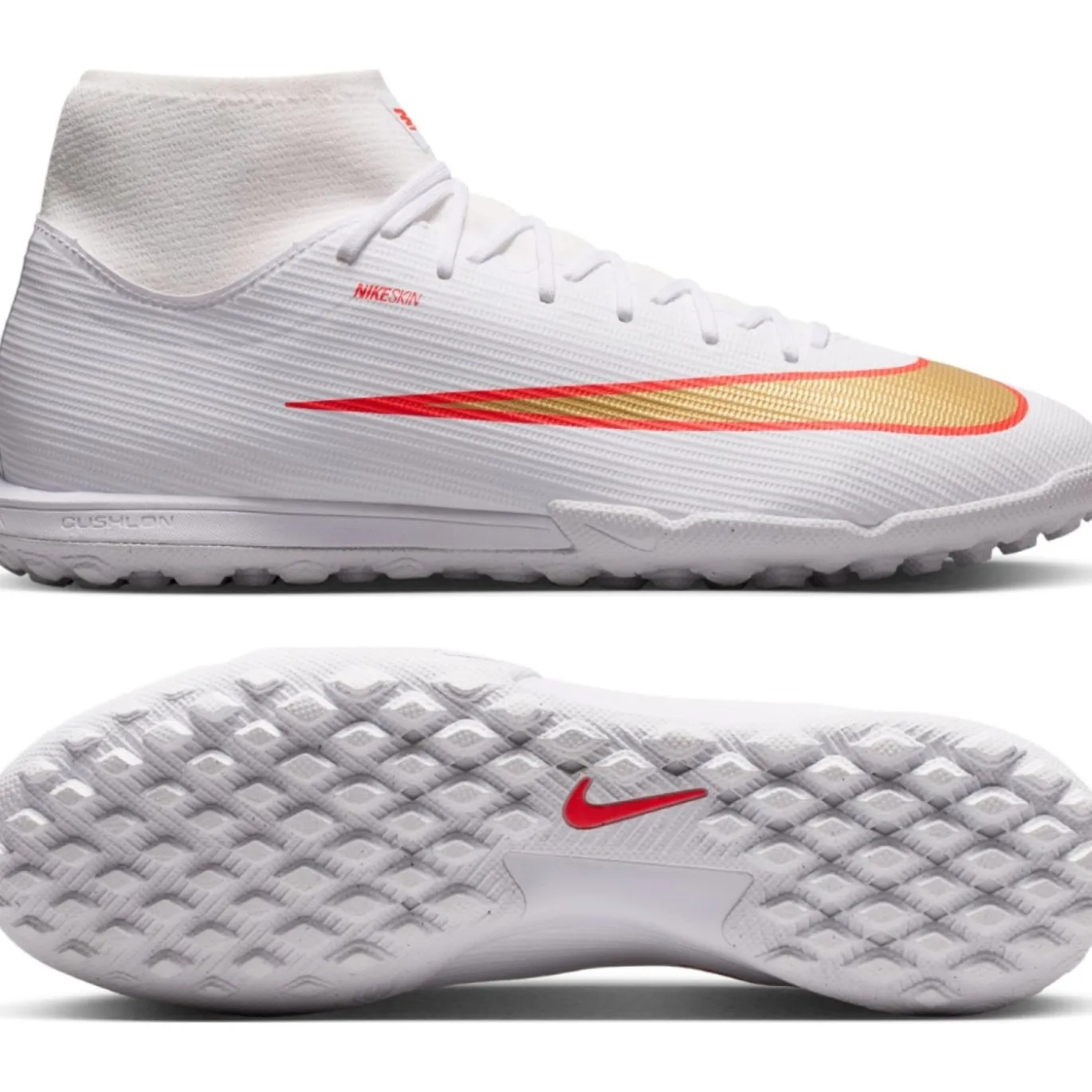 Nike Mercurial Superfly 11 Academy Turf Voetbalschoenen (TF) Wit Felrood Goud