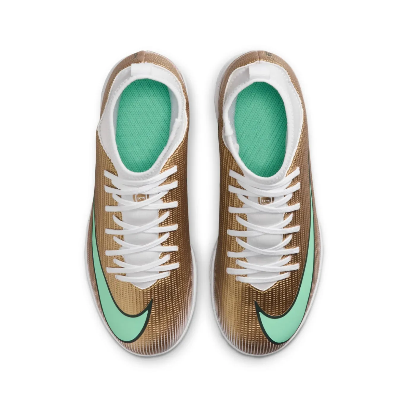 Nike Mercurial Superfly 11 Mbappé Club Zaalvoetbalschoenen (IN) Kids Goud Groen Wit
