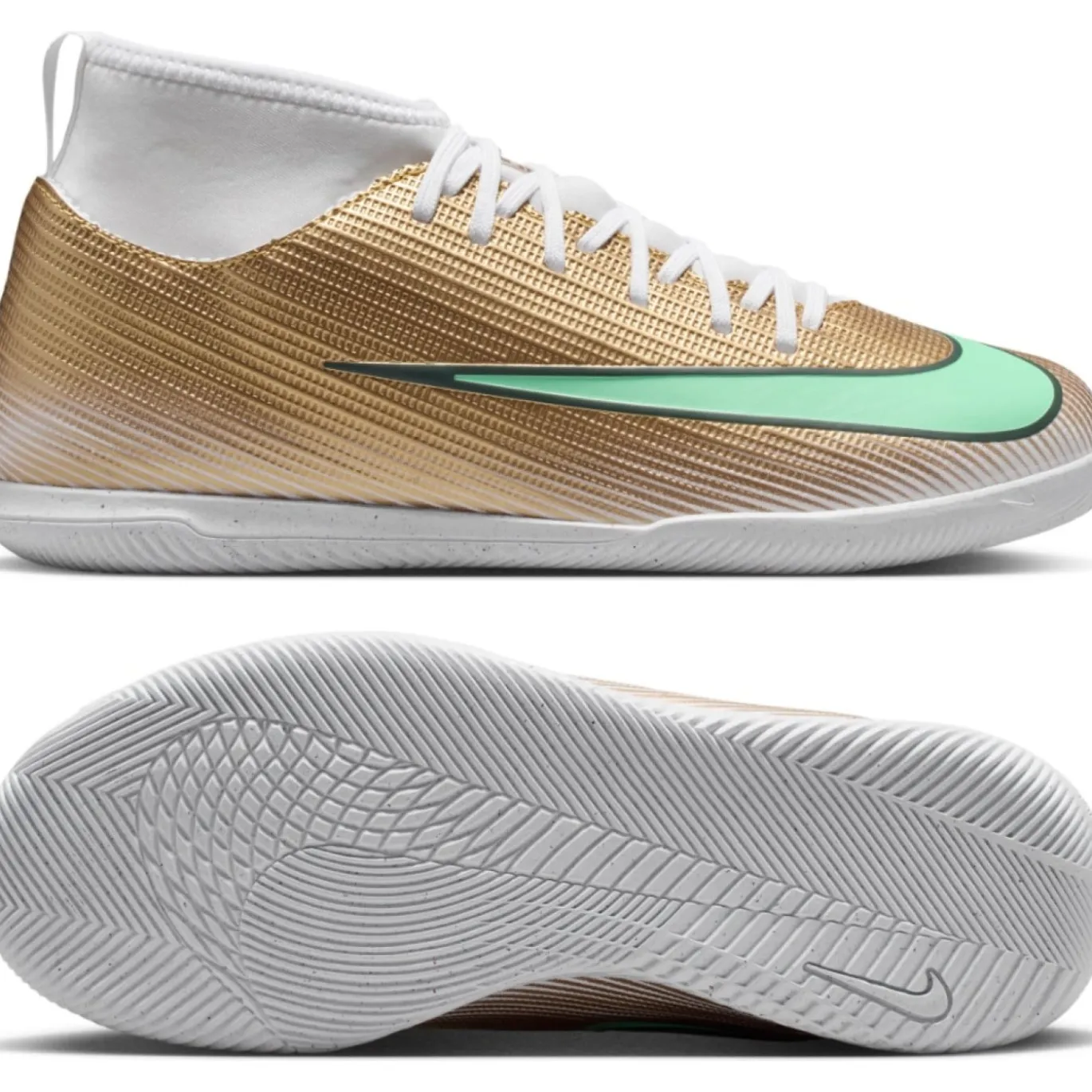 Nike Mercurial Superfly 11 Mbappé Club Zaalvoetbalschoenen (IN) Kids Goud Groen Wit