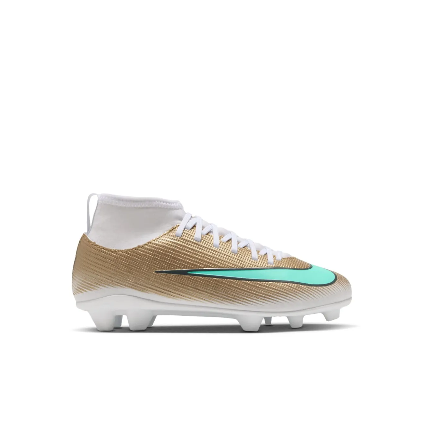 Nike Mercurial Superfly 11 Mbappé Club Gras / Kunstgras Voetbalschoenen (MG) Peuters/Kleuters Goud Groen Wit