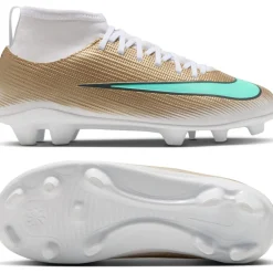 Nike Mercurial Superfly 11 Mbappé Club Gras / Kunstgras Voetbalschoenen (MG) Peuters/Kleuters Goud Groen Wit