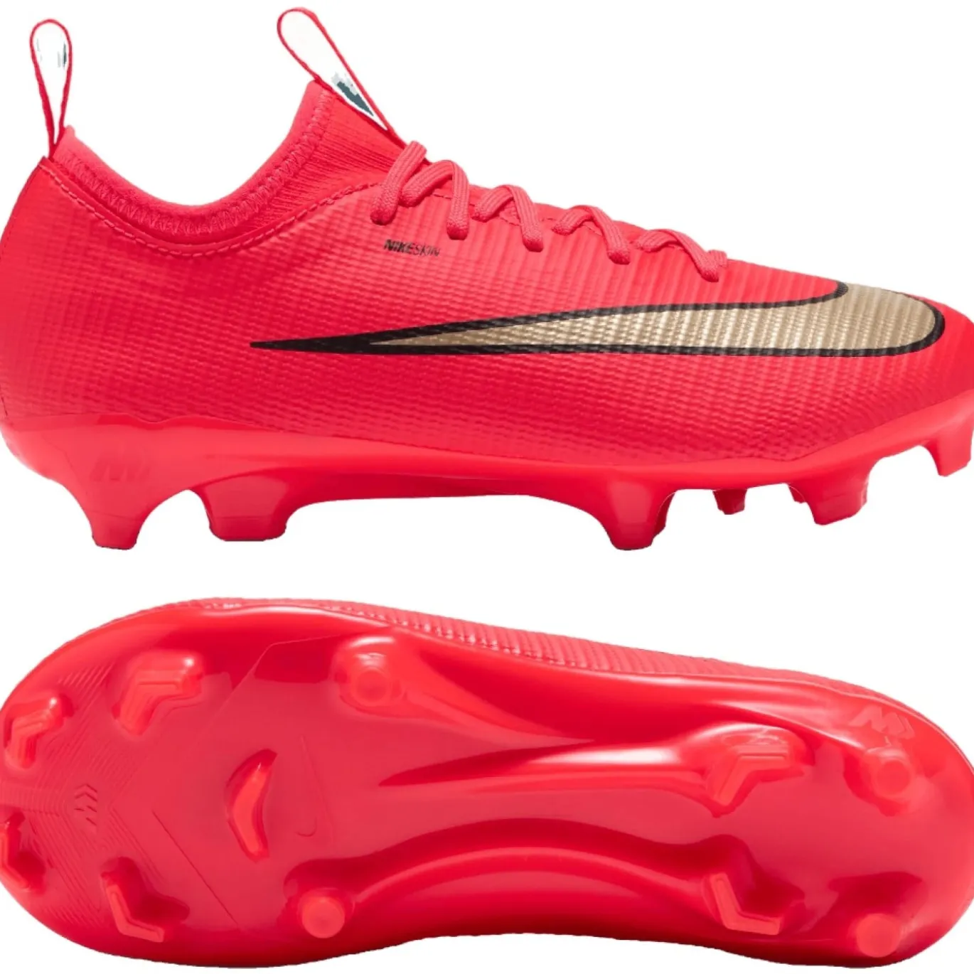 Nike Mercurial Vapor 17 Academy Gras / Kunstgras Voetbalschoenen (MG) Peuters/Kleuters Felrood Zwart Goud