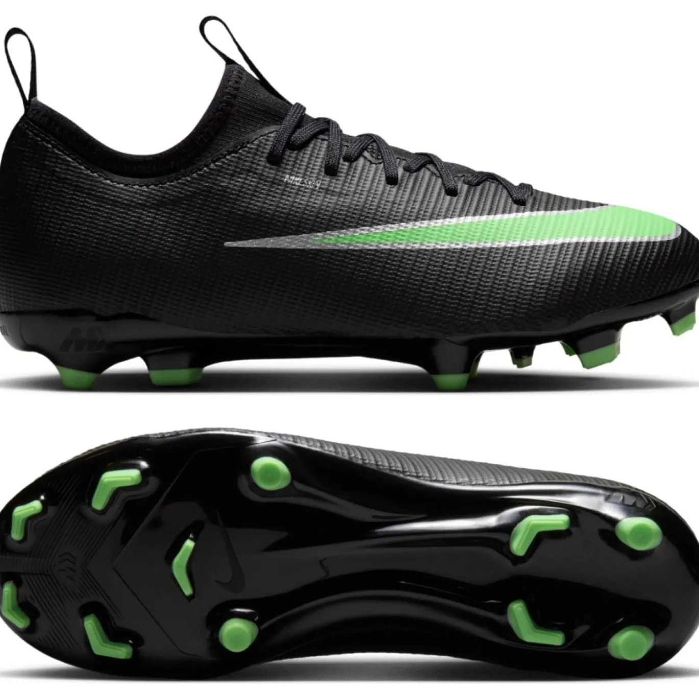 Nike Mercurial Vapor 17 Academy Gras / Kunstgras Voetbalschoenen (MG) Kids Zwart Felgroen Zilvergrijs