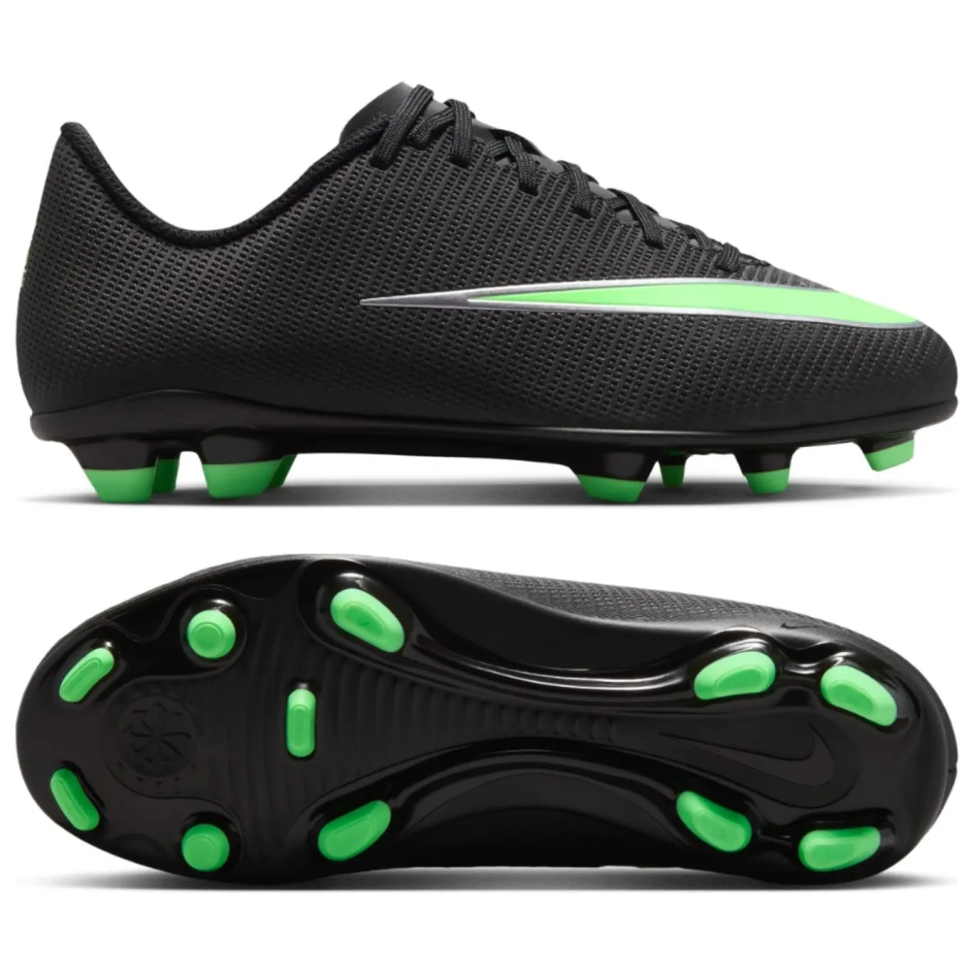 Nike Mercurial Vapor 17 Club Gras / Kunstgras Voetbalschoenen (MG) Kids Zwart Felgroen Zilvergrijs